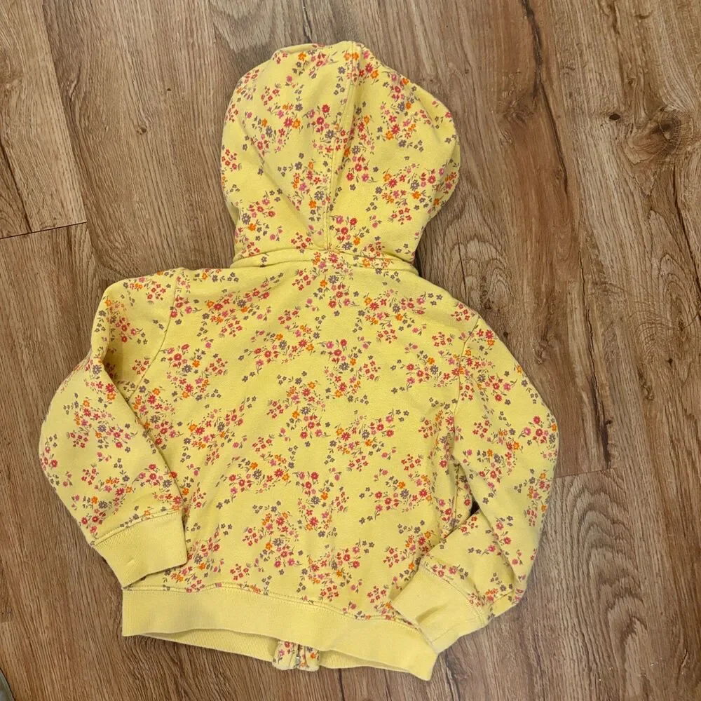 GAP Floral Logo Hoodie in Yellow Size 4T Full Zip Hooded Sweatshirt